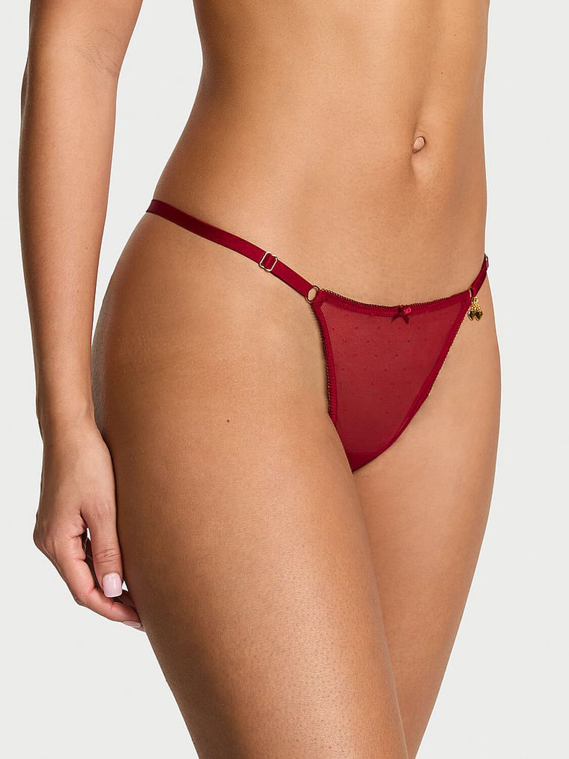 vs Very Sexy Cherry Hardware Adjustable V-String Panty Red Lacquer 1 of 3 