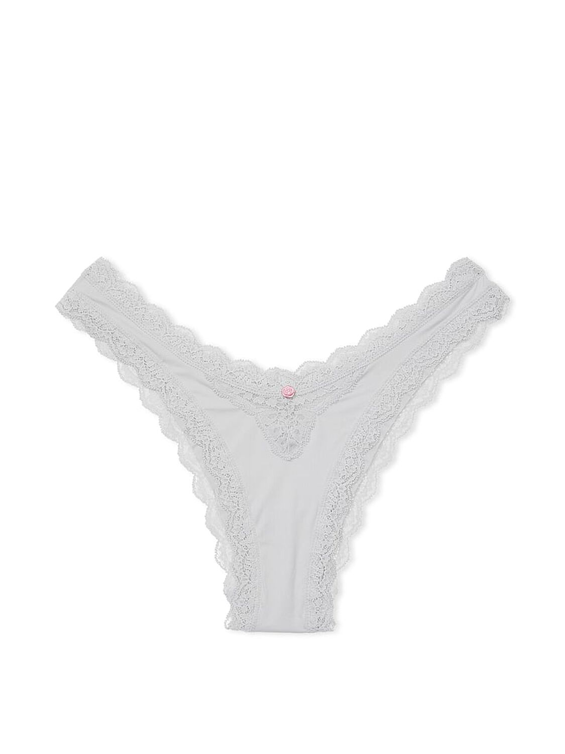 vs Dream Angels Lace-Trim Brazilian Panty Silver Pearl 3 of 4 