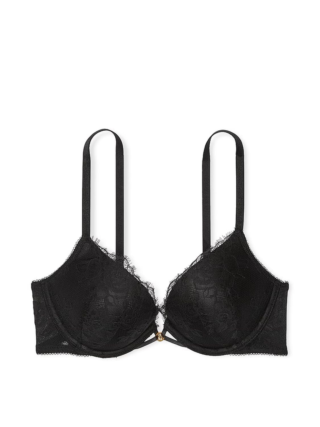 vs Very Sexy Bombshell Add-2-Cups Rose Lace Push-Up Bra Jet Black 3 of 4 