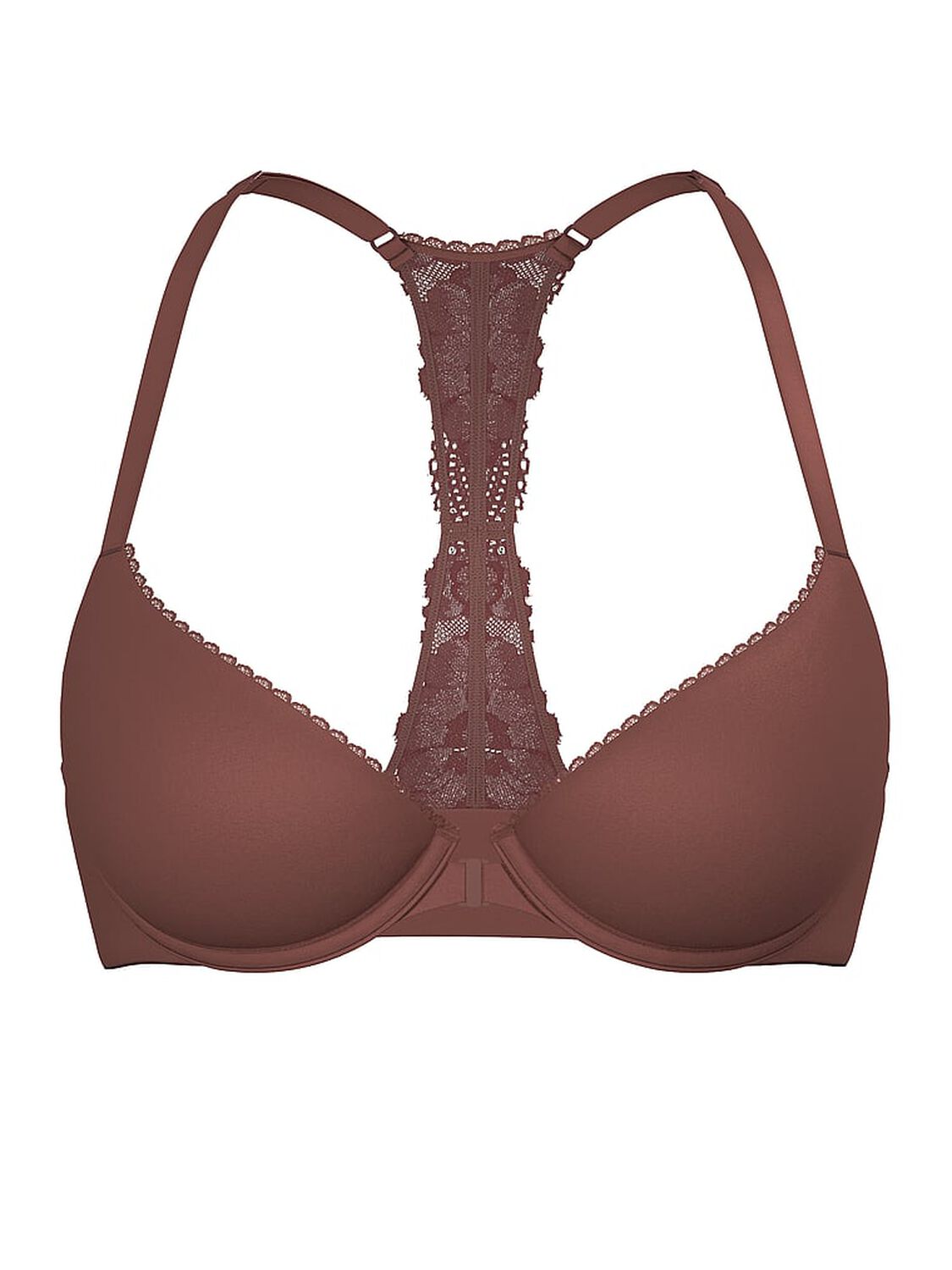 vs Body By Victoria Lightly Lined Lace Racerback Demi Bra Coconut Brown 3 of 4 