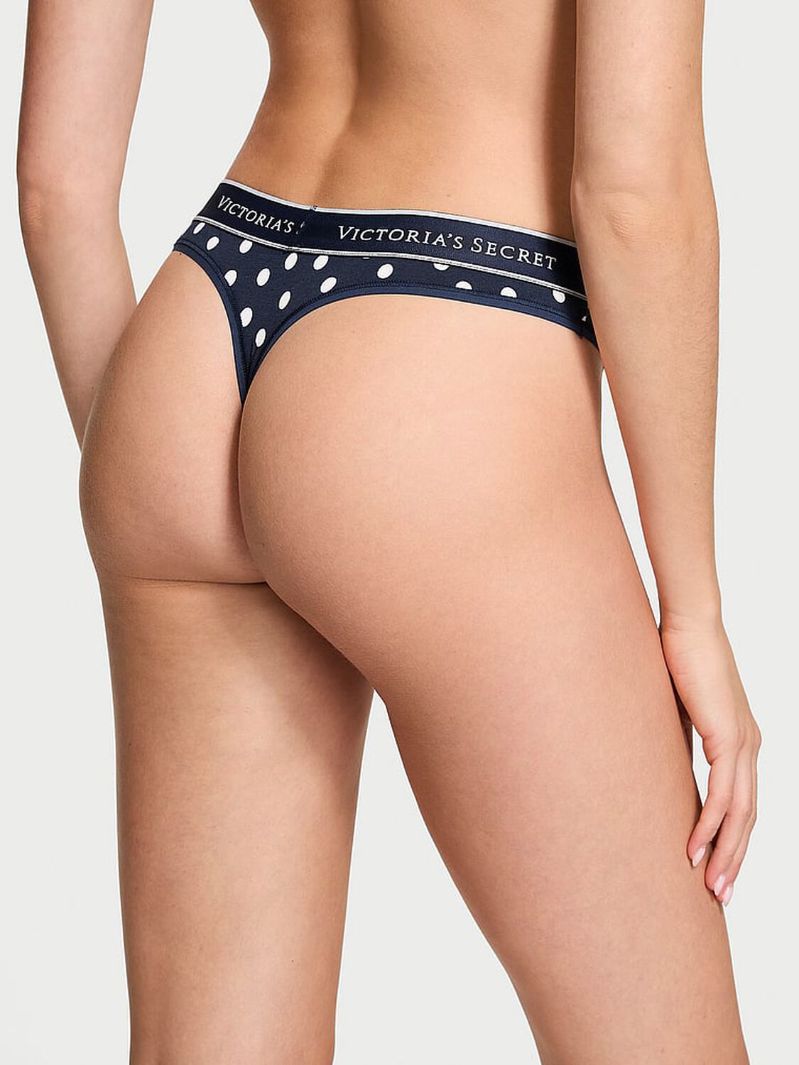 vs Cotton Logo Cotton Thong Panty Noir Navy Dots 2 of 3 