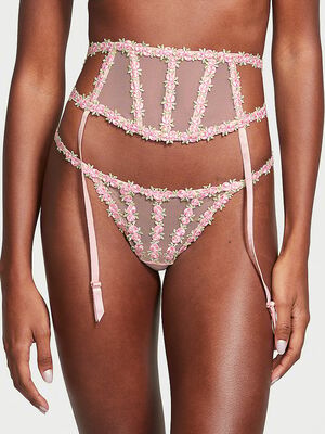 Rosebud Embroidery Garter Belt