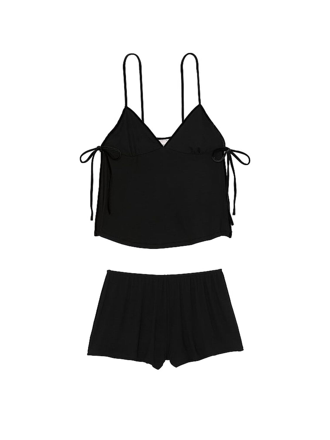 vs Victoria's Secret Ribbed Modal Velvet-Trim Cami Shorts Set Black 3 of 4 