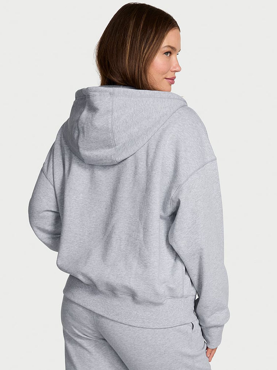 vs Angel Essentials Classic Fleece Full-Zip Hoodie Medium Heather Grey 2 of 3 