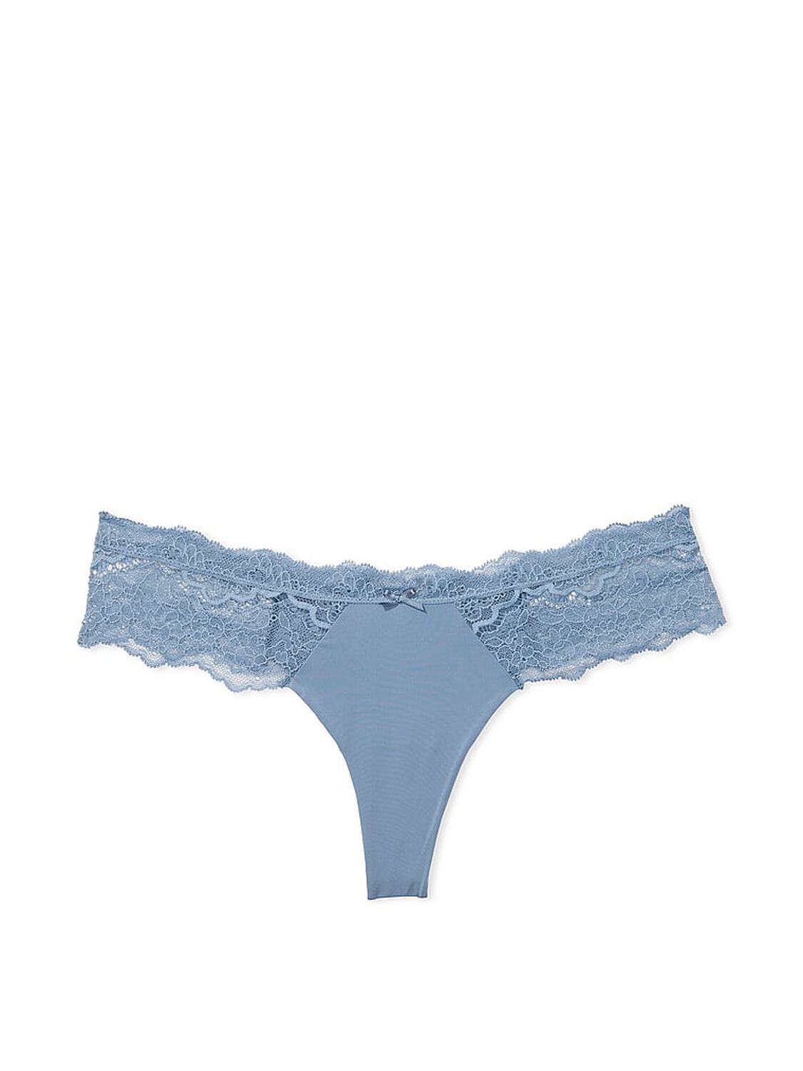 vs Dream Angels Lace-Trim Thong Panty Faded Denim 3 of 3 