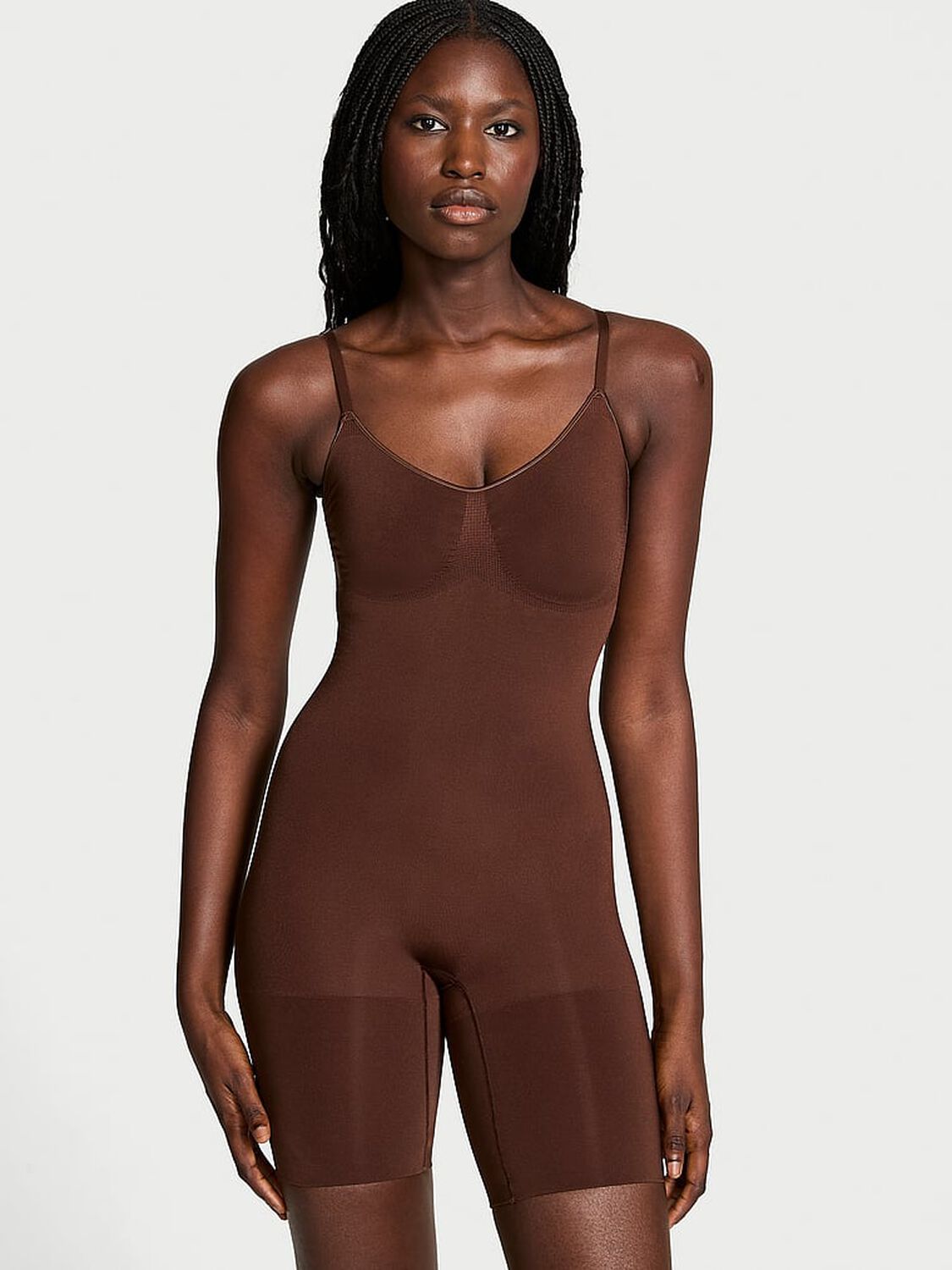 vs Victoria's Secret Shapewear by Victoria SeamlessShaping&trade; Mid-Thigh Bodysuit Ganache 1 of 4 