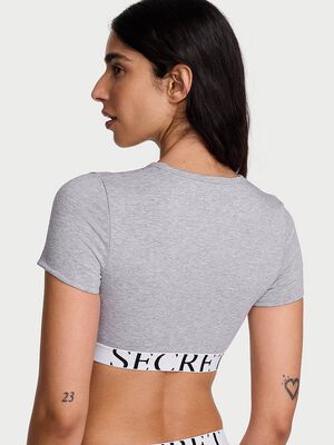 Cotton Short-Sleeve Bralette Crop Top