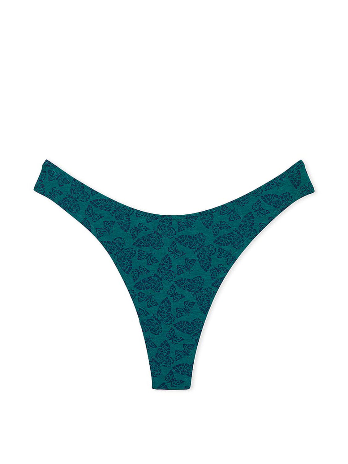 vs Victoria's Secret Stretch Cotton High-Leg Scoop Thong Panty Stormy Teal Butterflies 3 of 3 