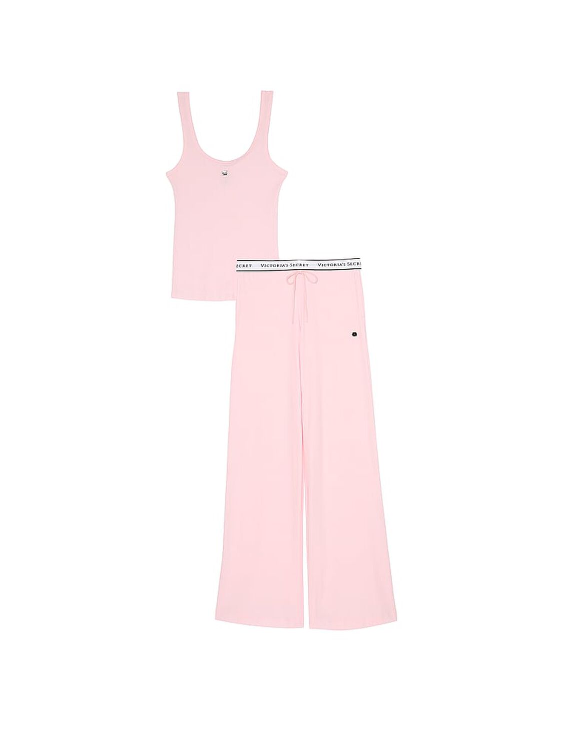 vs Victoria's Secret 100% Cotton Tank Long Pajama Set Angel Pink 3 of 4 
