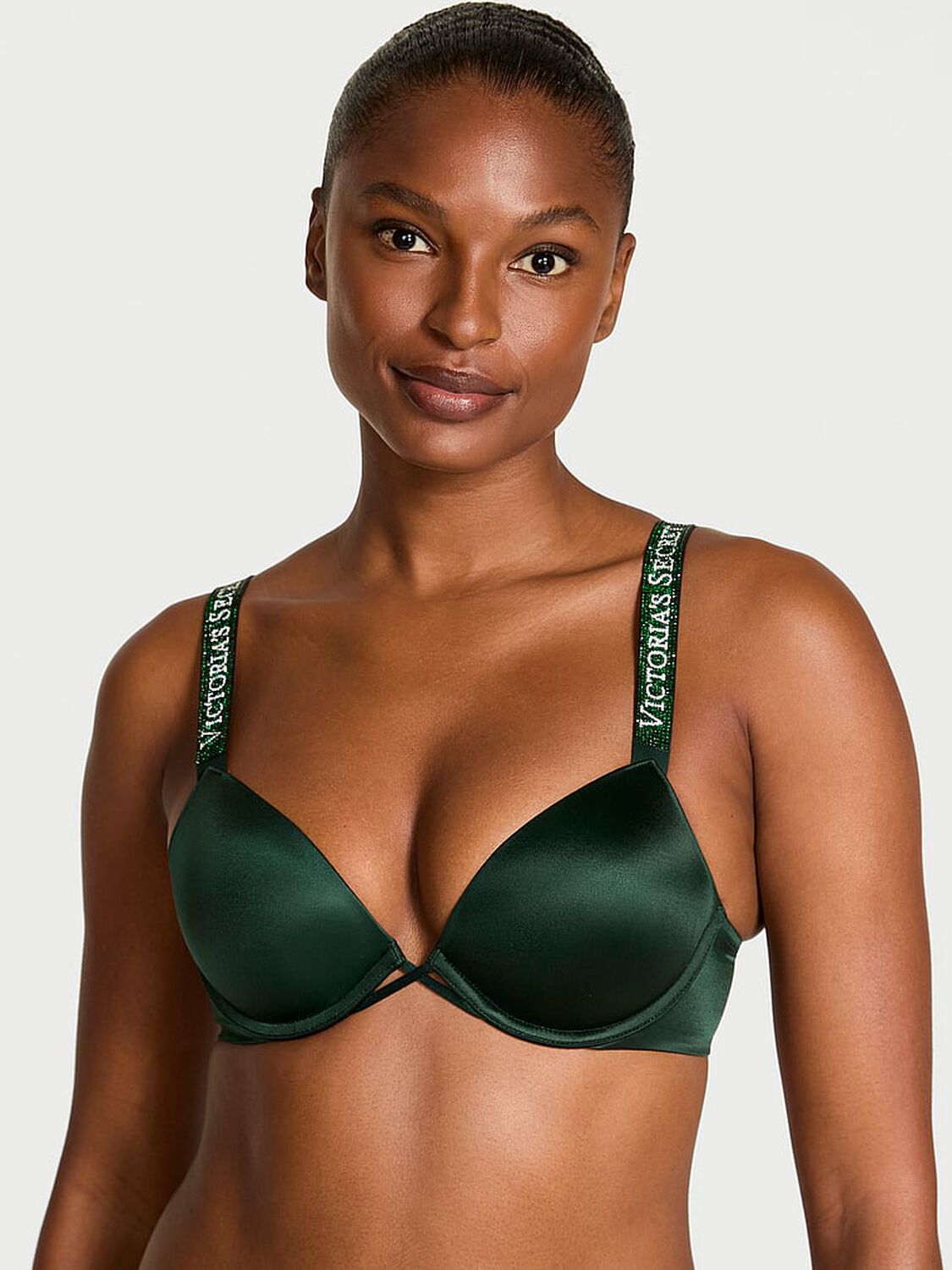 vs Very Sexy Logo Shine Strap Push-Up Bra Cilantro 1 of 4 