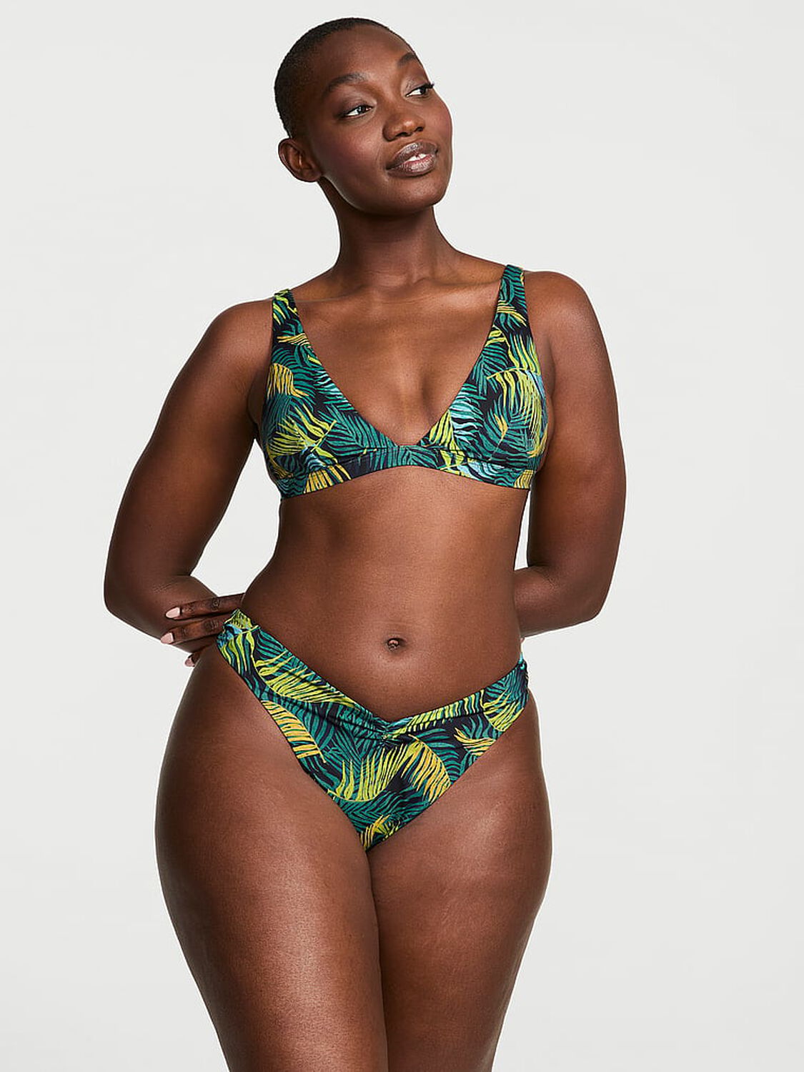 vs Victoria's Secret Swim Essential Cinched Thong Bikini Bottom Palm Royale 1 of 3 