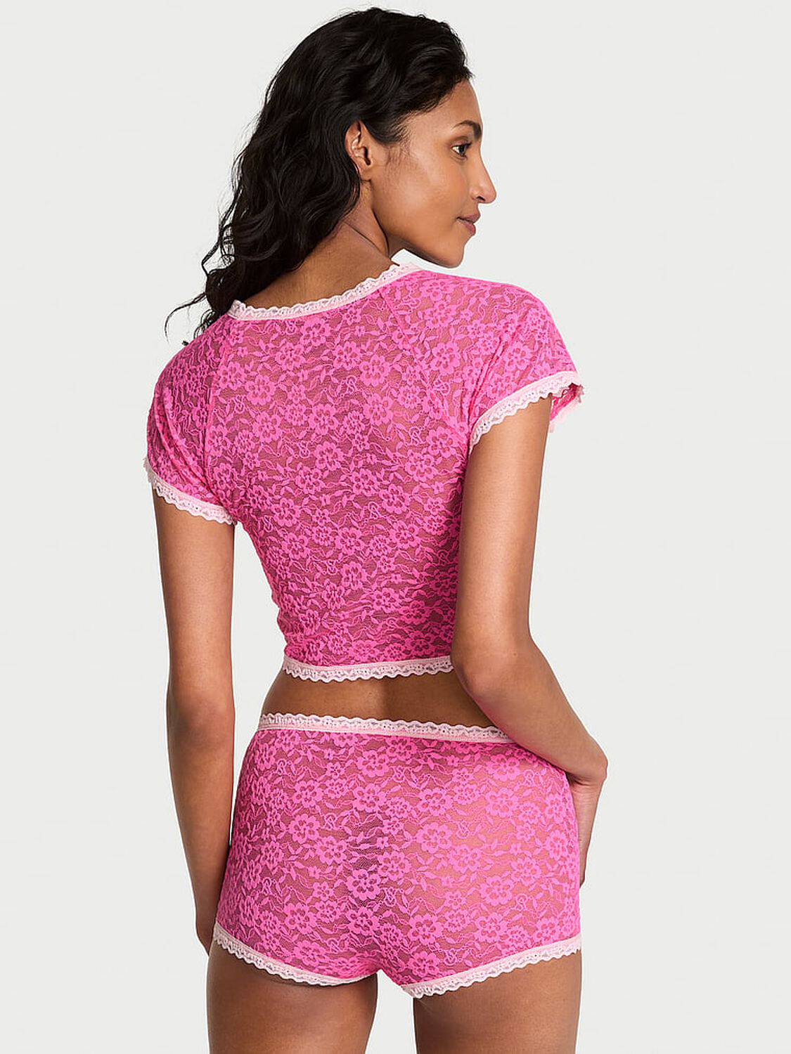 vs Victoria's Secret Tease Lacie Tee & Shorts Set Ultra Pink 2 of 3 