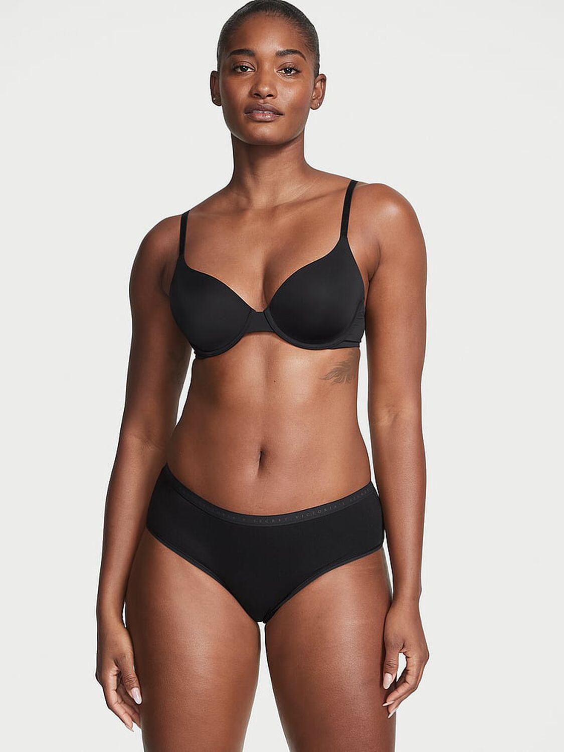 vs Victoria's Secret Stretch Cotton Hiphugger Panty Black 1 of 3 