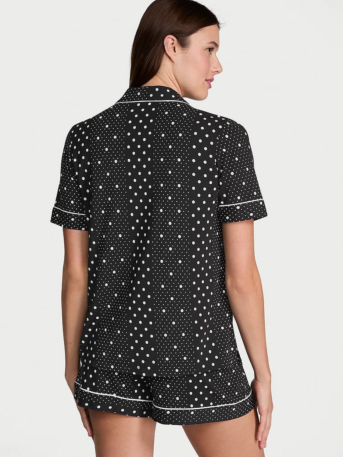 vs Victoria's Secret Modal Soft Short Pajama Set Black Dotted Stripe 2 of 3 