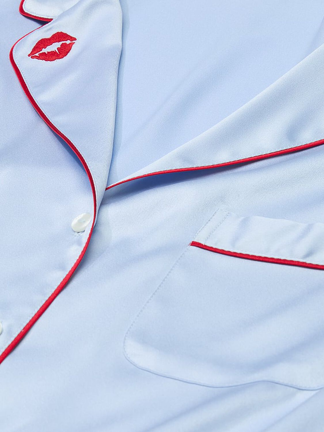 vs Victoria's Secret Glazed Satin Long Pajama Set Light Blue 4 of 4 