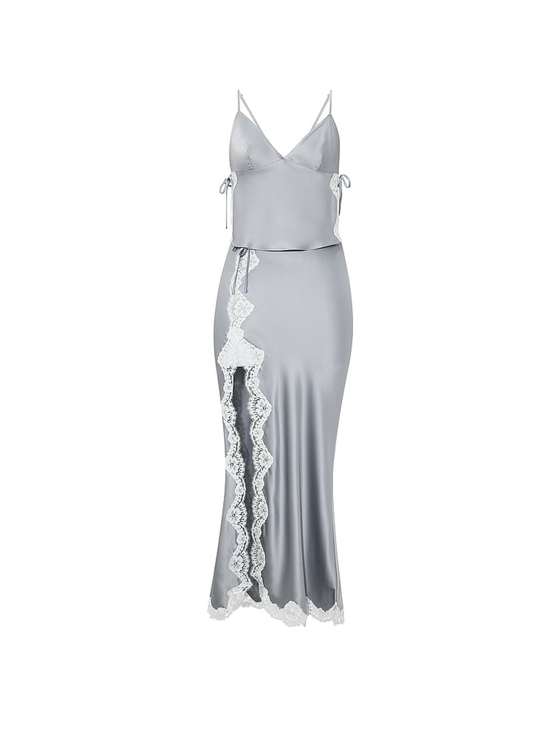 vs Dream Angels Satin Lace-Trim Cami & Maxi Skirt Set Sterling 3 of 4 