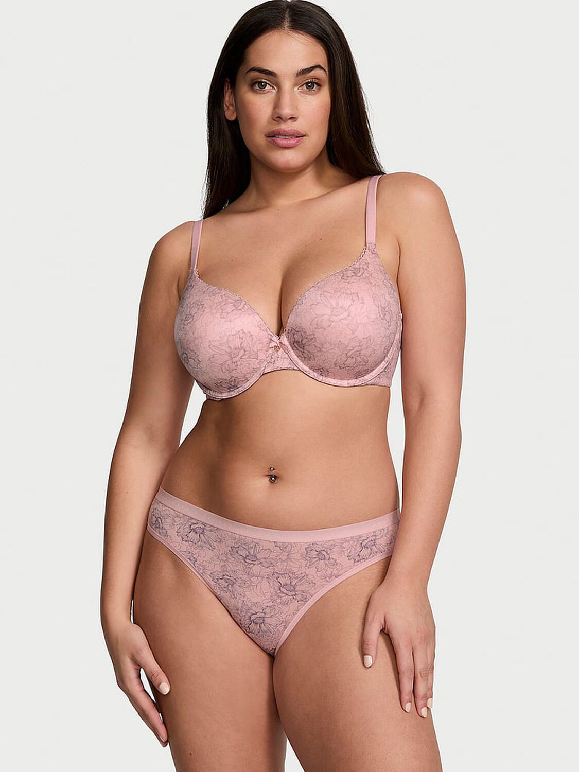 vs Body By Victoria Perfect Shape Push-Up Smooth Bra Pink Lily Outline Floral 4 of 4 