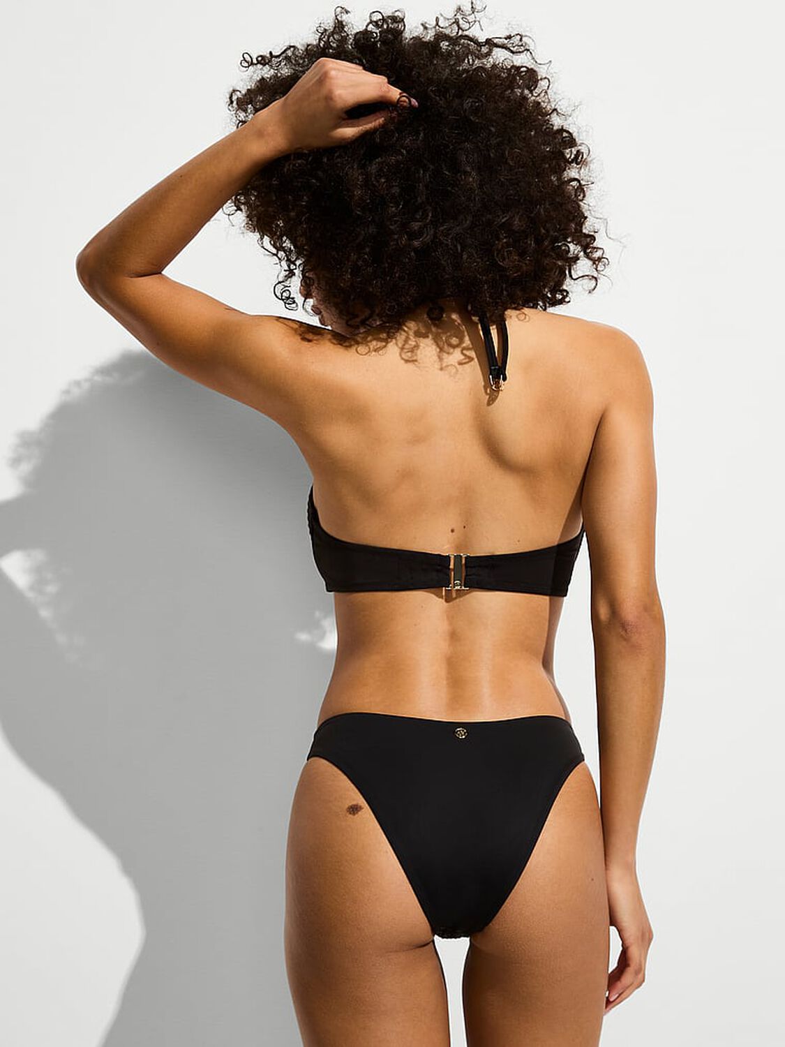 vs Victoria's Secret Swim Essential Diamant&eacute; Brazilian Bikini Bottom Pure Black Shine 1 of 3 