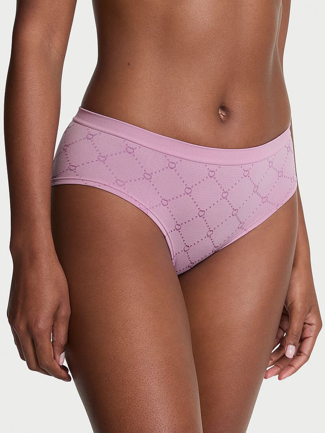 vs Seamless Seamless Quilted Hearts Hiphugger Panty Bikini Pink Quilted Hearts 1 of 3 