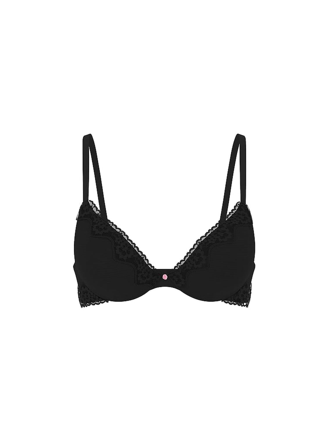 vs The T-Shirt Perfect Shape Cotton Shadow Stripe Lace-Trim Push-Up Bra Black 3 of 3 