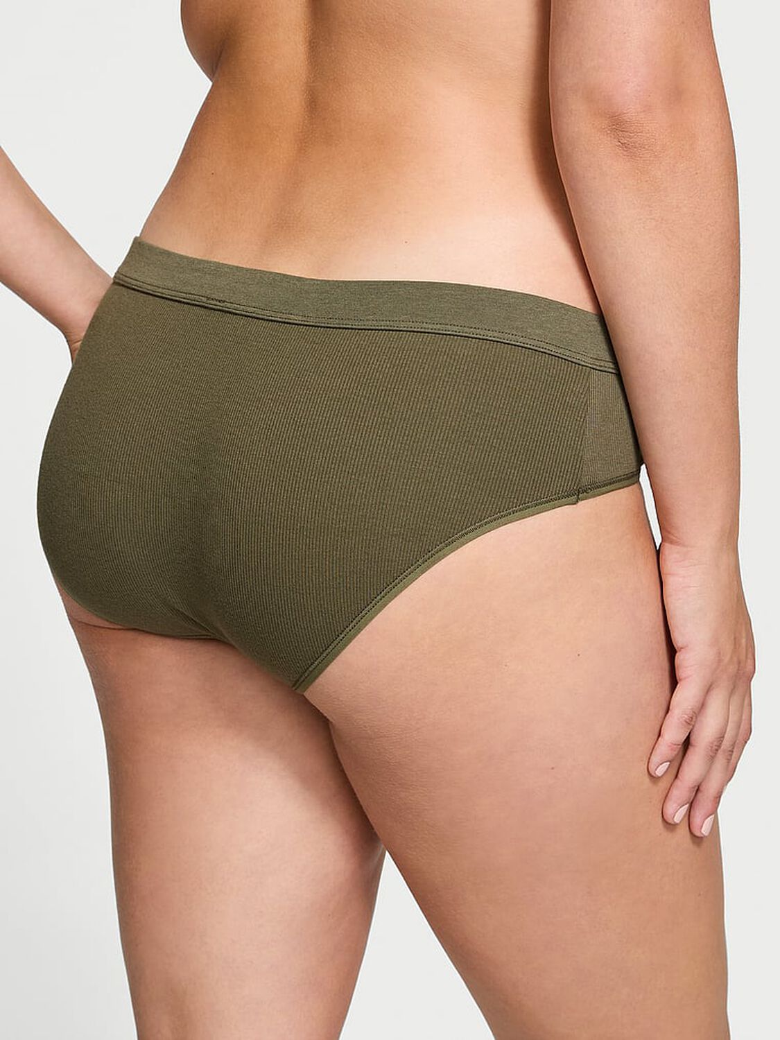 vs Cotton Logo Patch Cotton Hiphugger Panty Casual Olive 2 of 3 