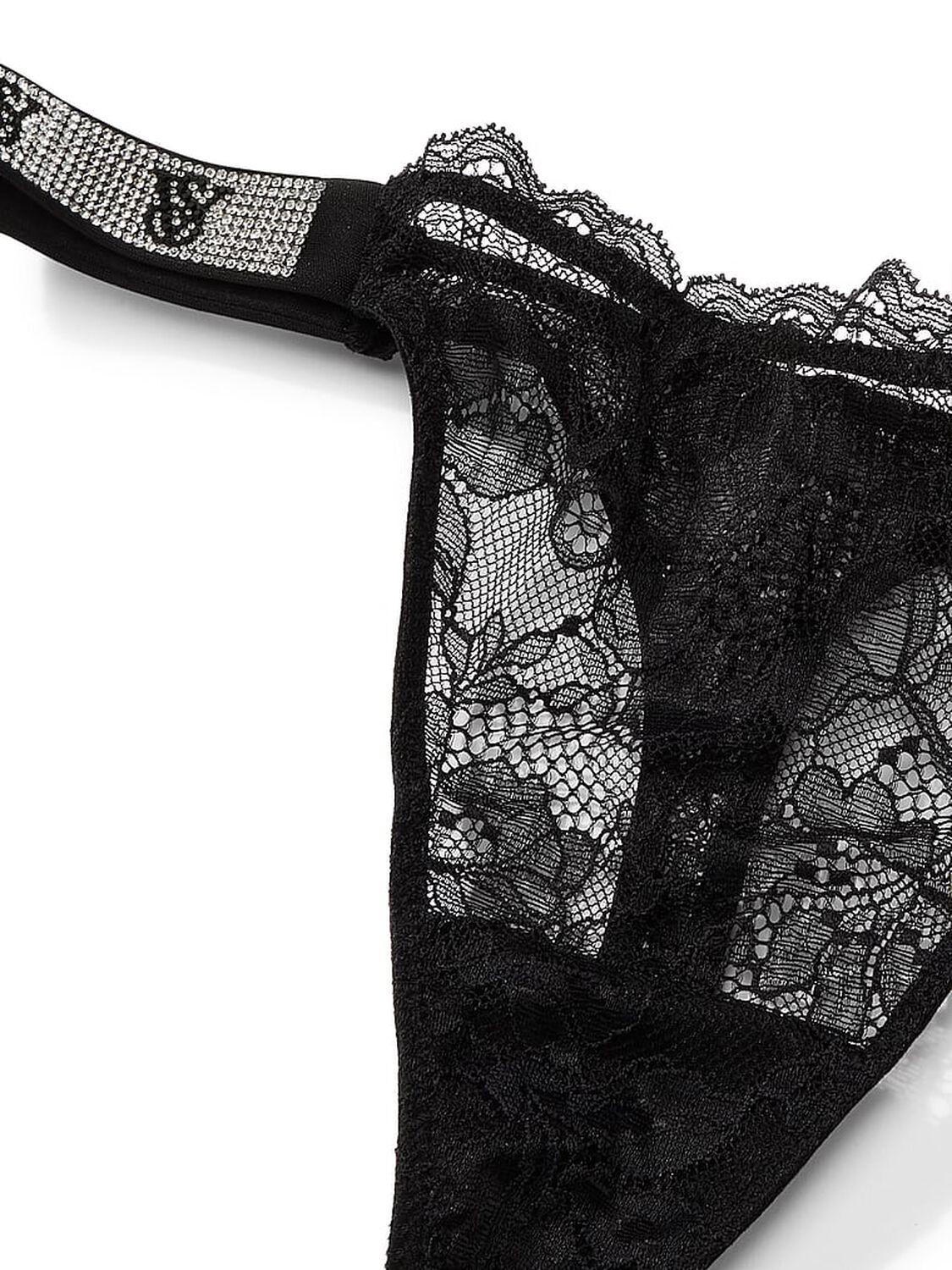 vs Very Sexy Shine Strap Lace Thong Panty Black 4 of 4 