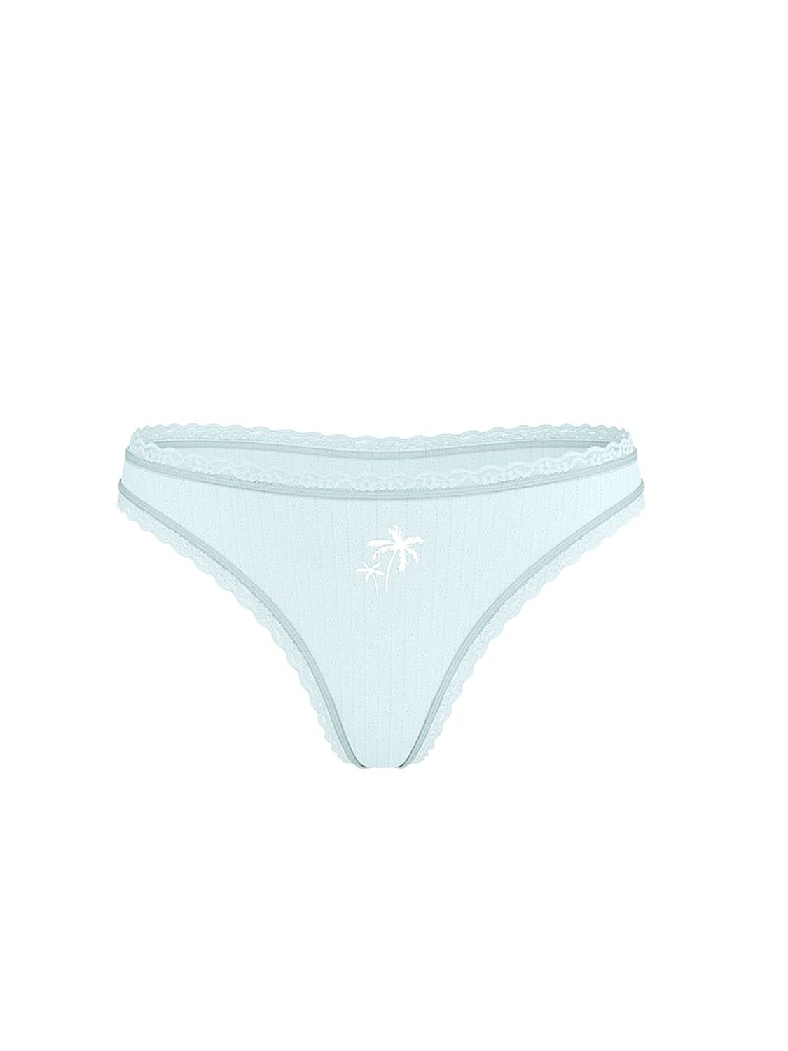 vs The Lacie Stretch Cotton Pointelle Lace-Waist Thong Panty Tradewinds Blue 3 of 3 