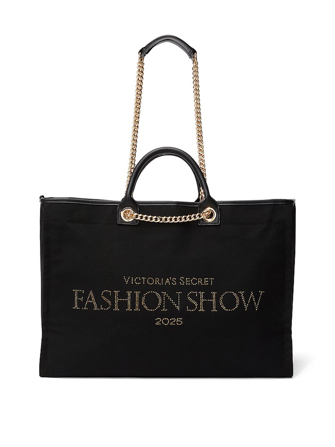 vs Victoria's Secret Victoria's Secret Backstage Double Handle Tote Black Gold Rhinestone 2 of 2 
