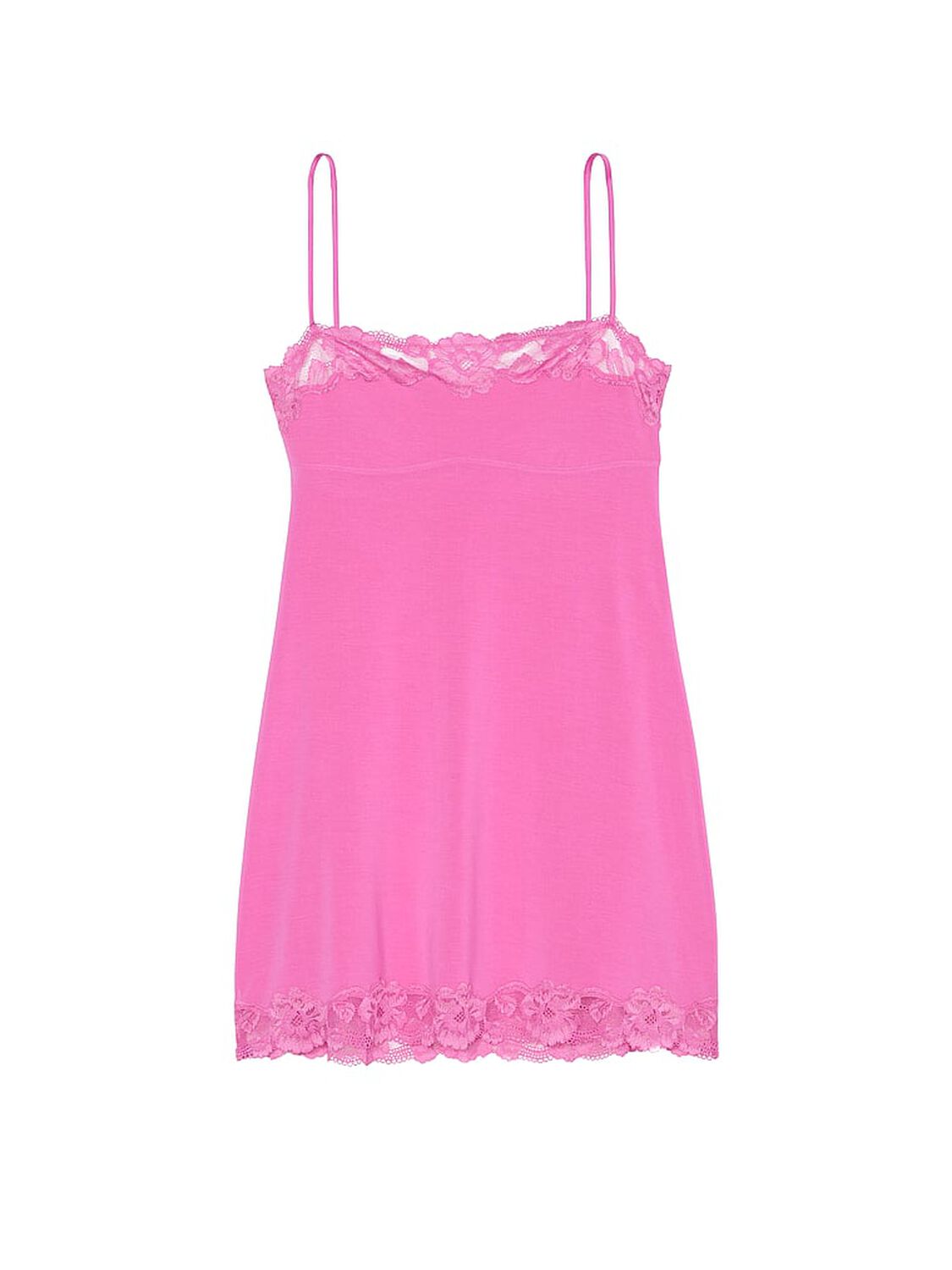 vs Victoria's Secret Modal Soft & Lace Trim Straight-Neck Slip Dress 3 of 4 