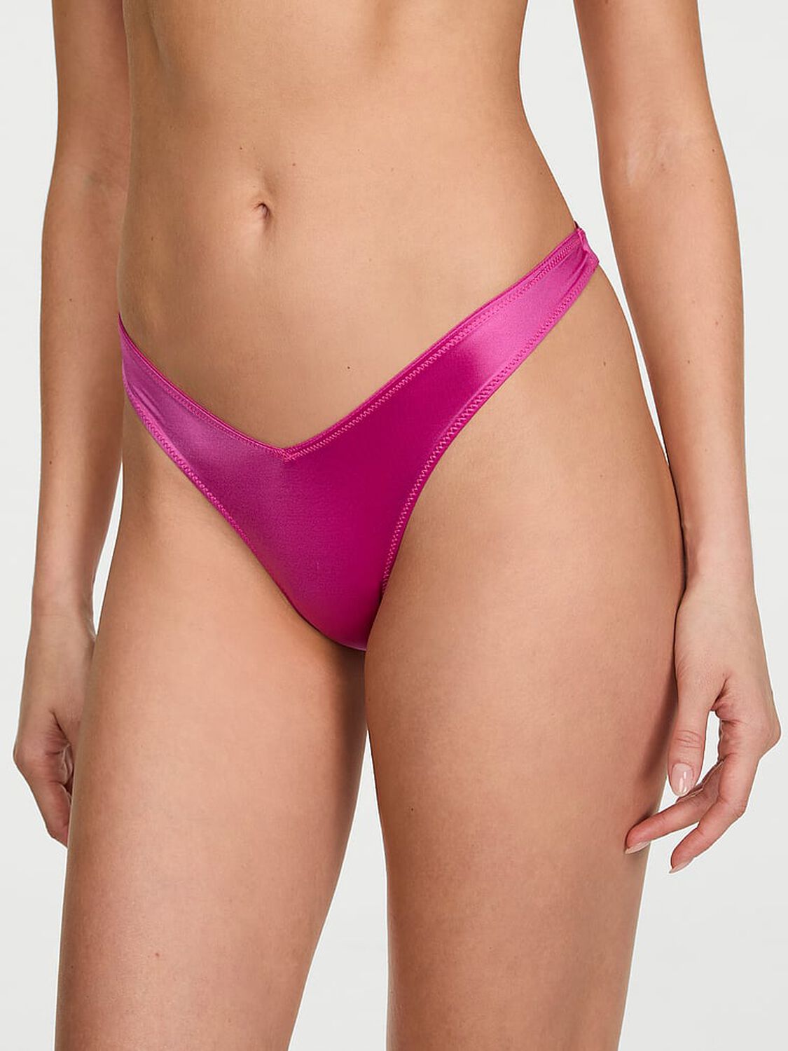 vs Very Sexy Smooth Strappy-Back High-Leg Thong Panty Pink Fire 1 of 3 