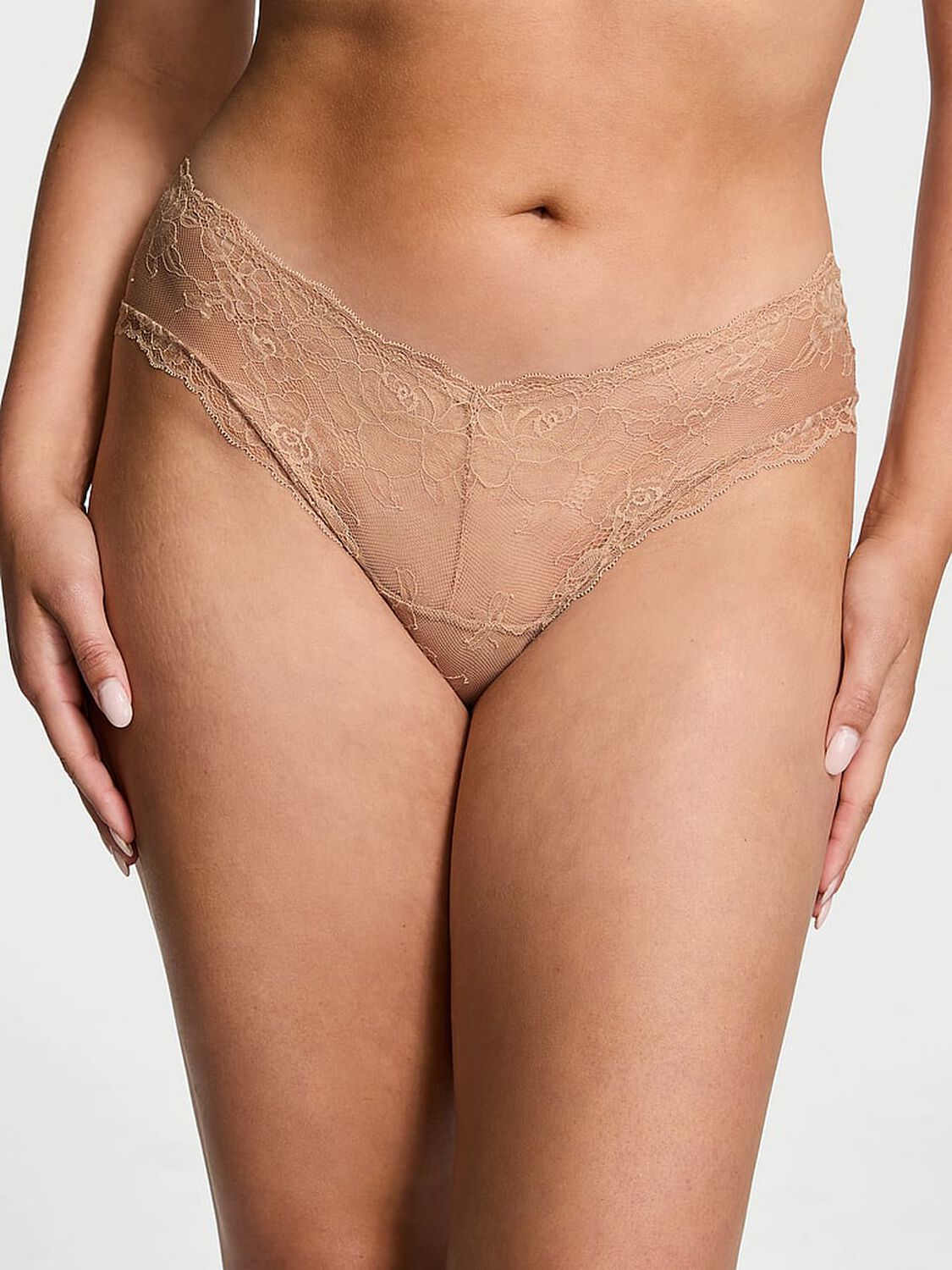 vs Very Sexy Rose Lace High-Leg Cheeky Panty Praline 1 of 4 