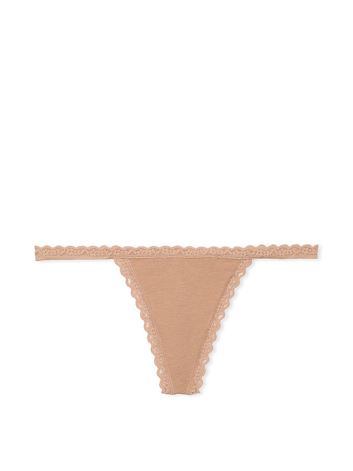 vs The Lacie Lace-Trim Cotton V-String Panty Praline 3 of 3 