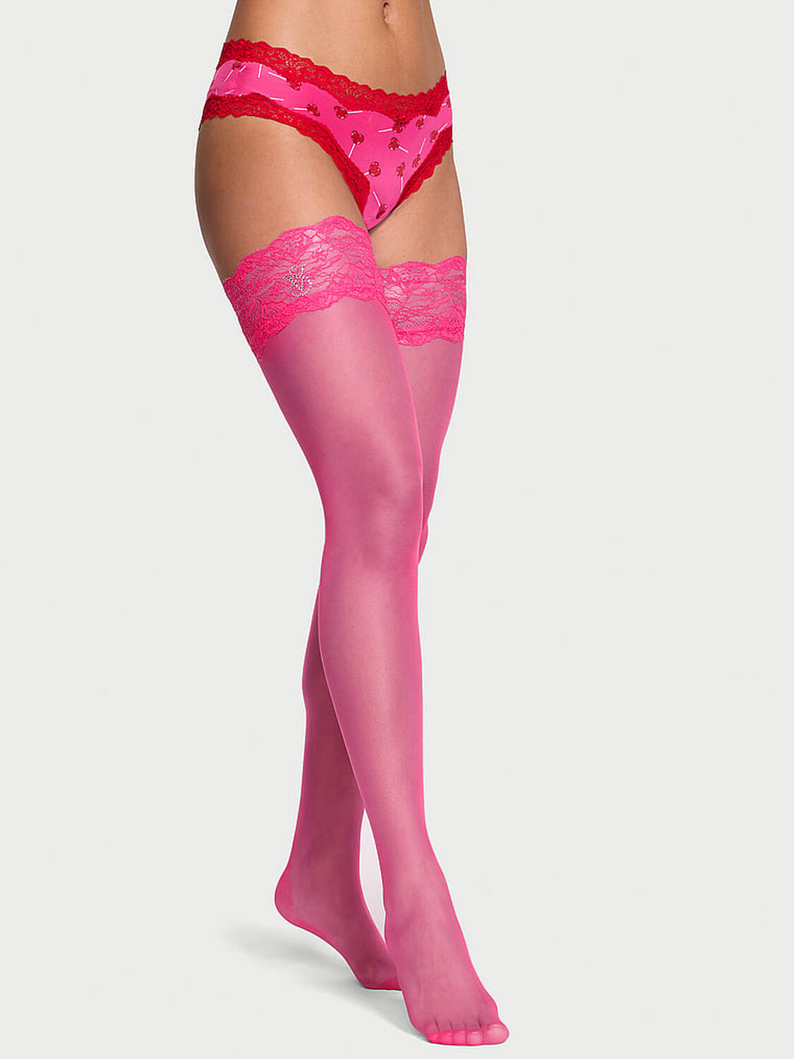 vs Very Sexy Lace Top Thigh Highs Forever Pink 1 of 3 