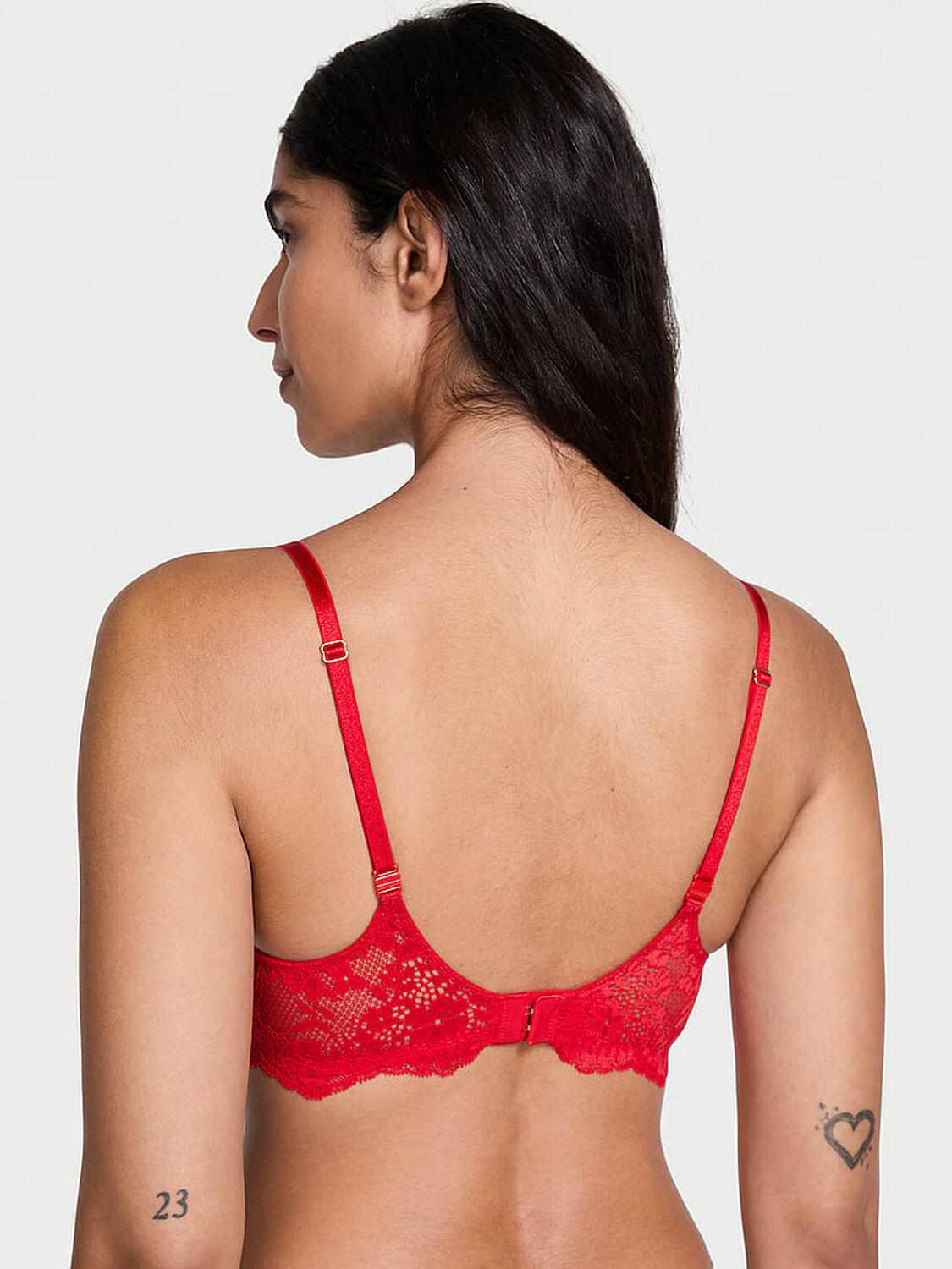 vs Dream Angels Lace Lightly Lined Classic Coverage Demi Bra Bright Vermillion 2 of 4 