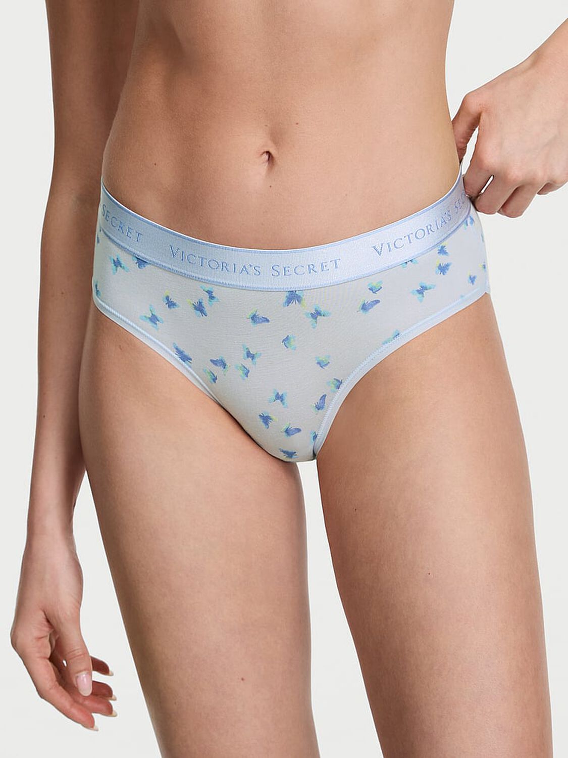 vs Cotton Logo Cotton Hiphugger Panty Blue Butterflies 1 of 3 