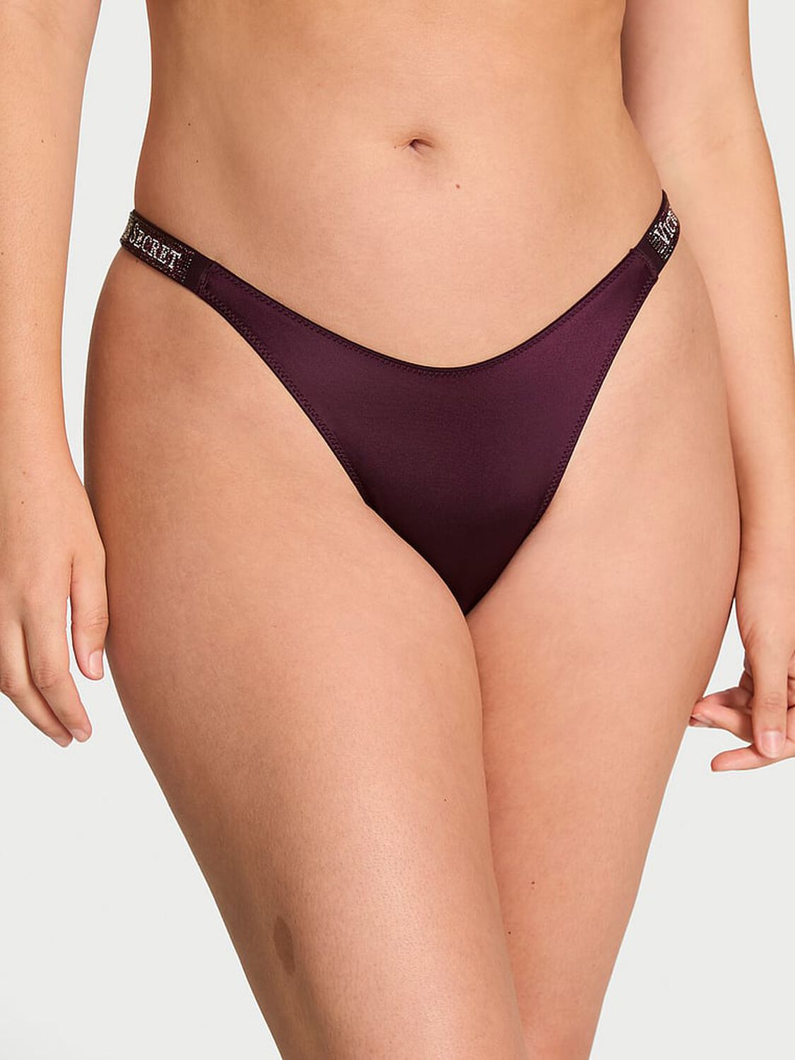 vs Very Sexy Shine Strap Thong Panty Winter Wine 1 of 3 