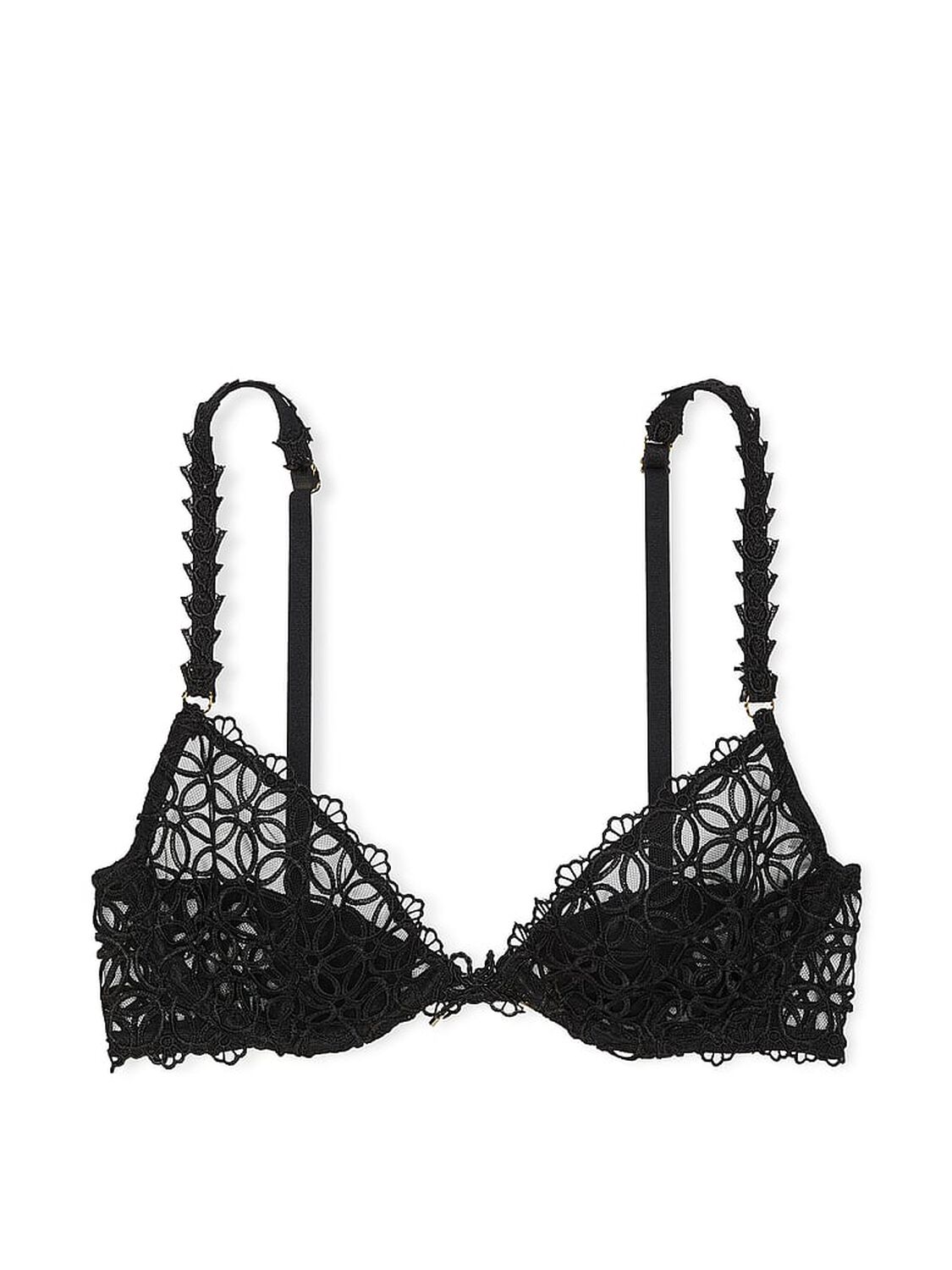 vs Very Sexy Geo Daisy Lace Unlined Low-Cut Demi Bra Black 3 of 4 