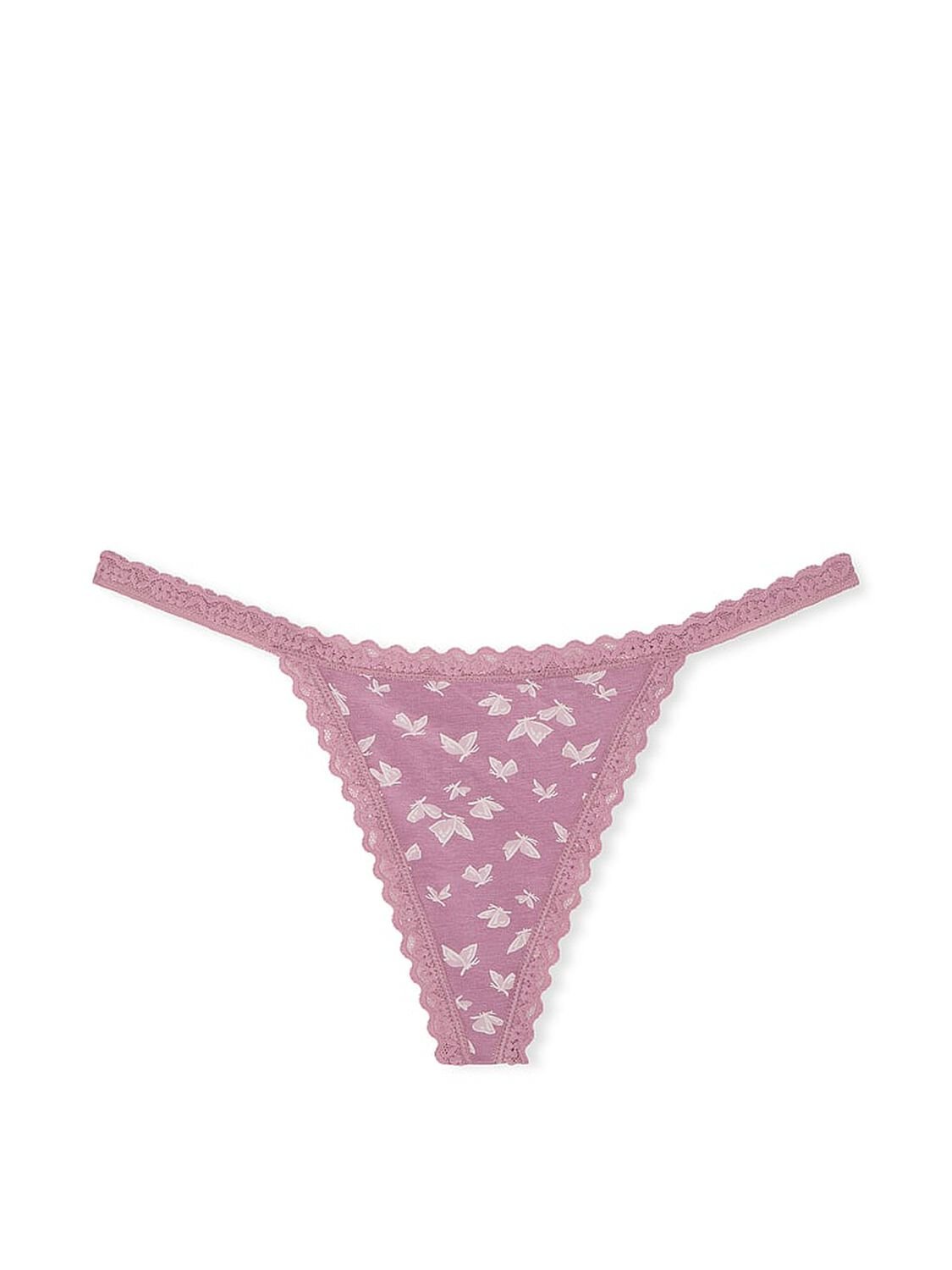 vs The Lacie Lace-Trim Cotton V-String Panty Thistle Sketch Butterfly 3 of 3 