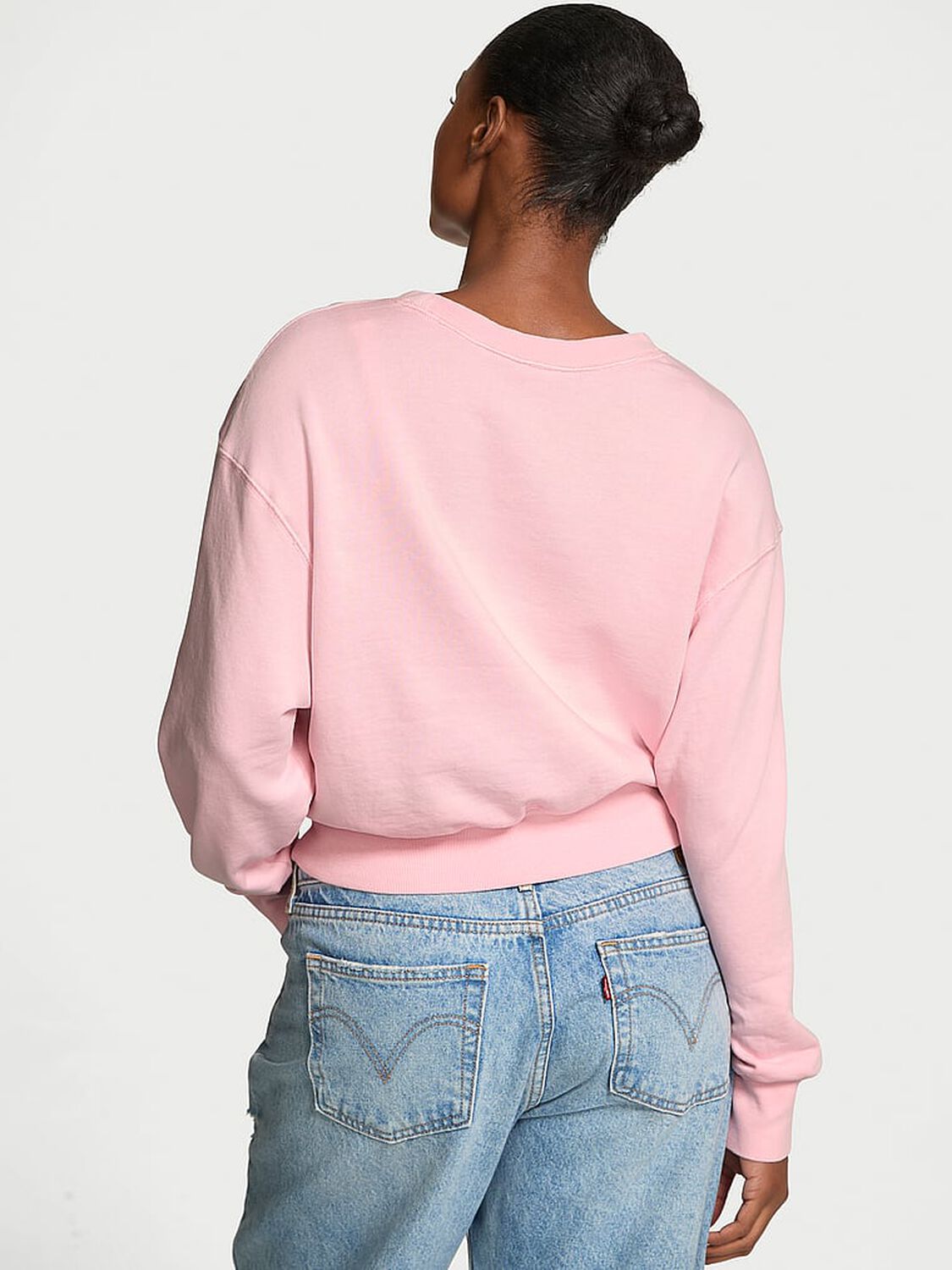 vs Angel Essentials Obsessed Terry Crop Crewneck Sweatshirt Pretty Blossom 2 of 4 