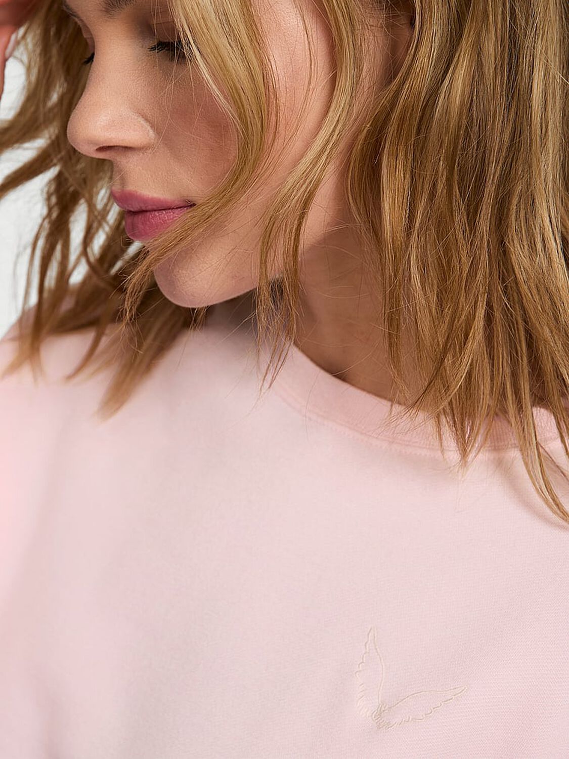 vs Victoria's Secret Brushed Modal Fleece Crewneck Angel Pink 4 of 4 