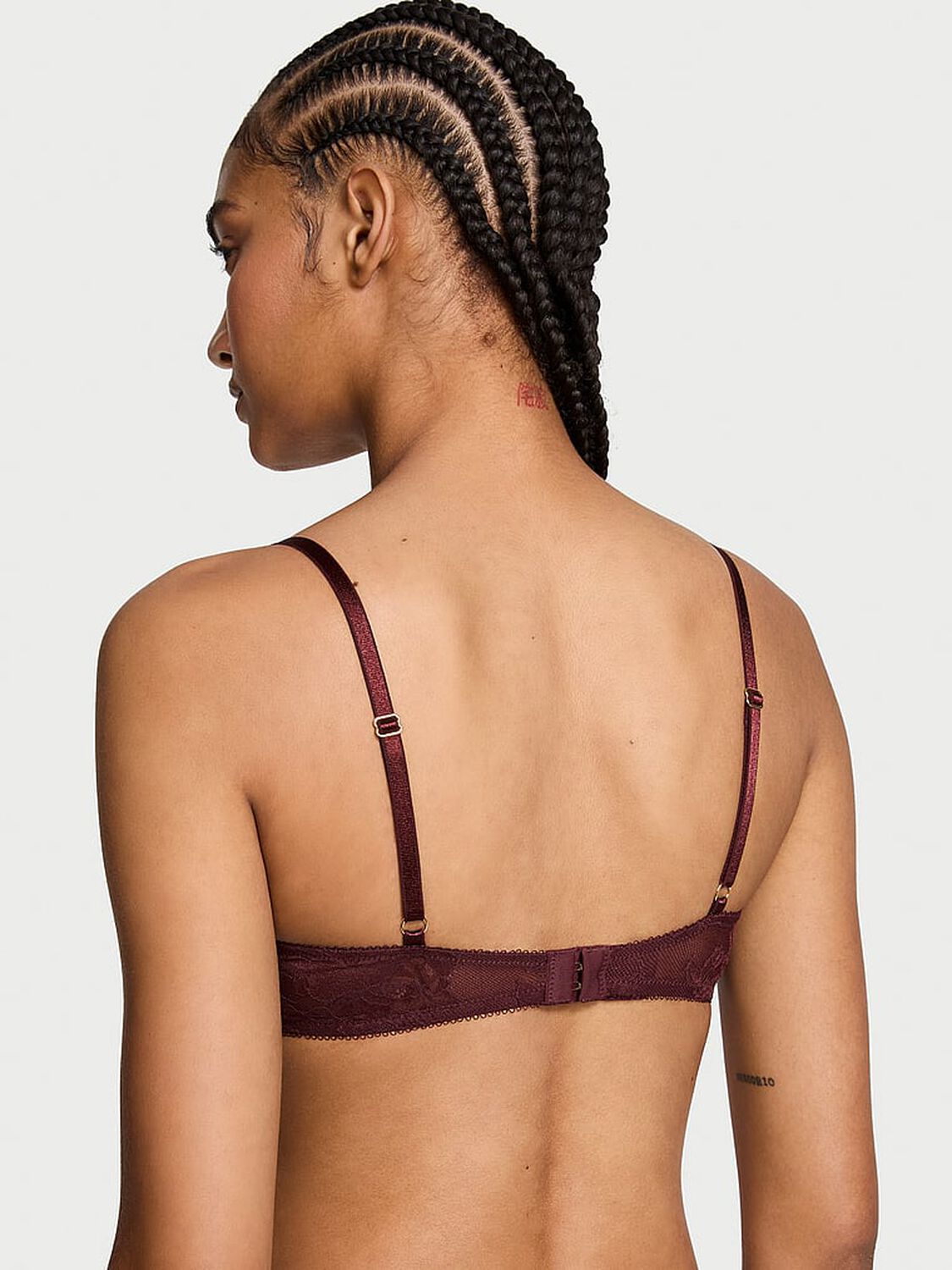 vs Very Sexy Rose Lace Unlined Low-Cut Demi Bra Burgundy Brown 2 of 4 