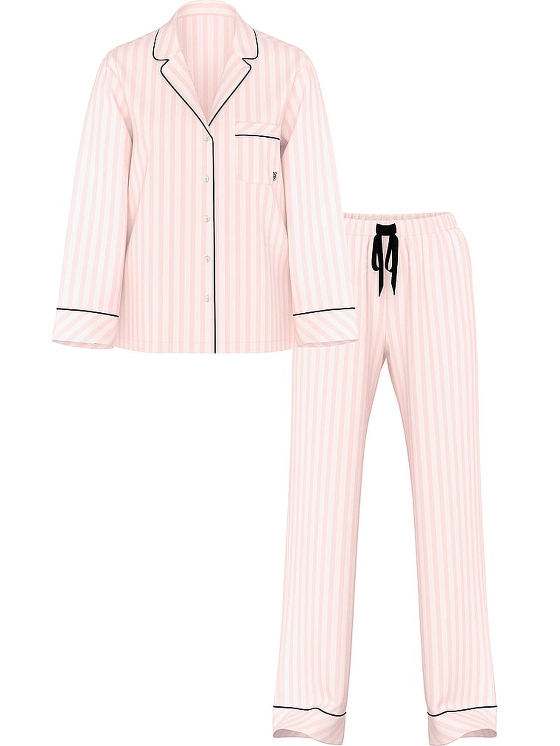 vs Victoria's Secret Flannel Long Pajama Set Pretty Blossom Yd Core Lurex Stripe 3 of 3 