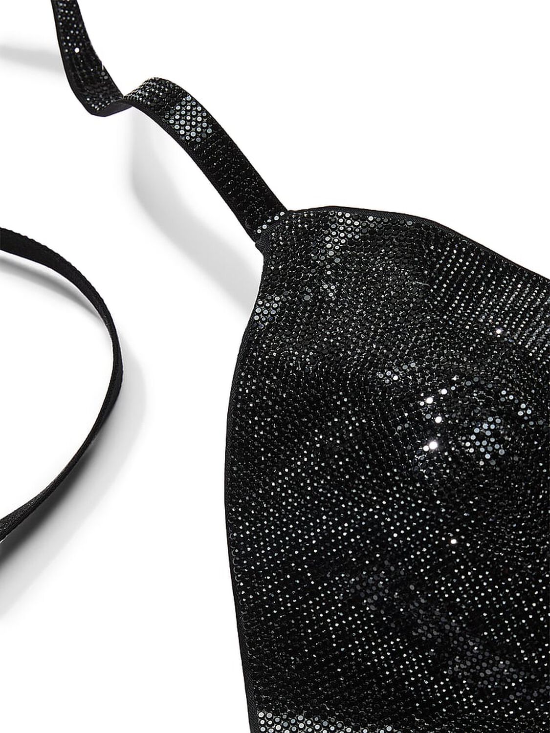 vs Very Sexy Shine Triangle Bralette & V-String Panty Set Black 4 of 5 