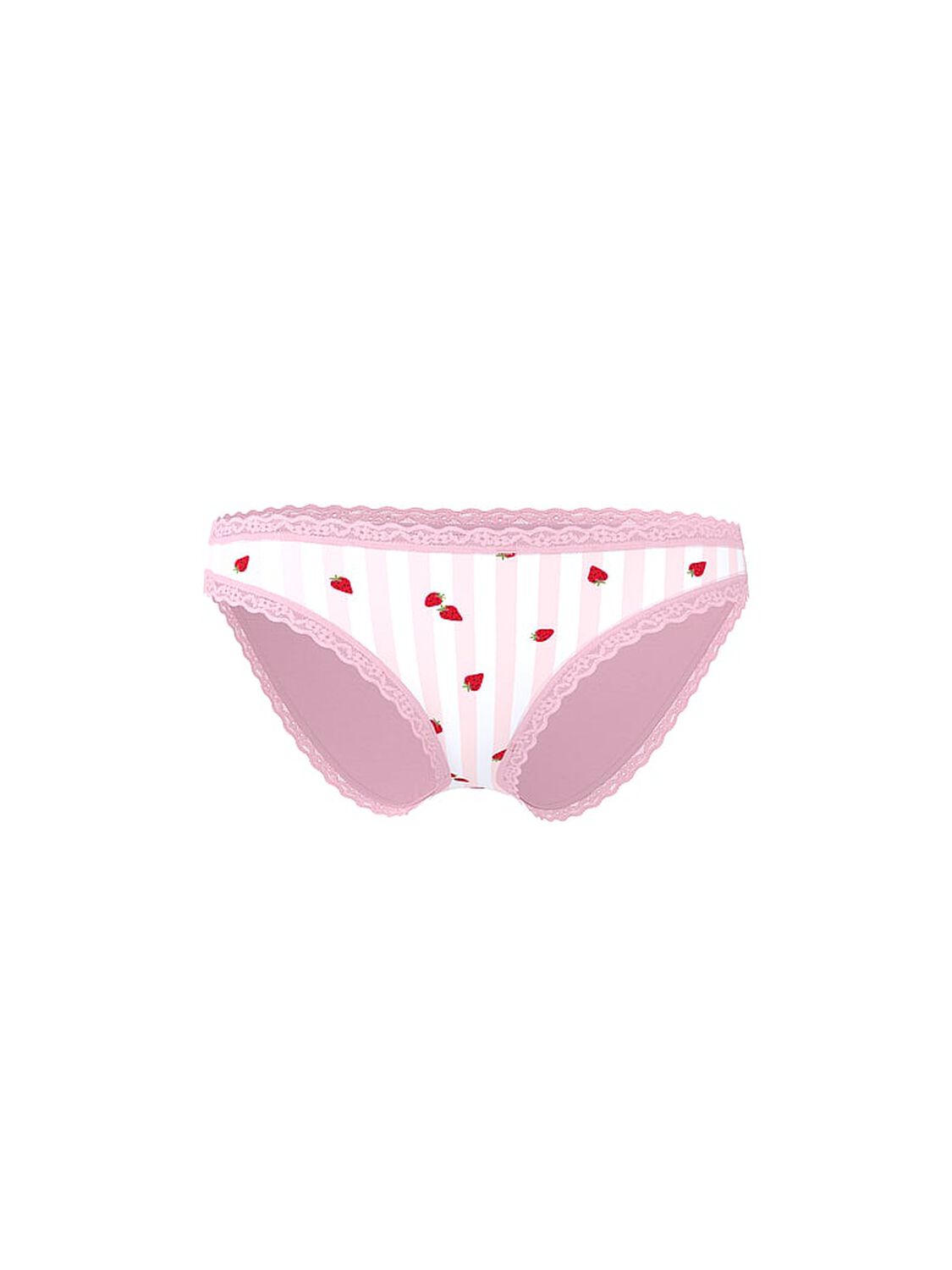 vs Lace Trim Lace-Waist Bikini Panty Pretty Blossom Strawberry Stripes 3 of 3 