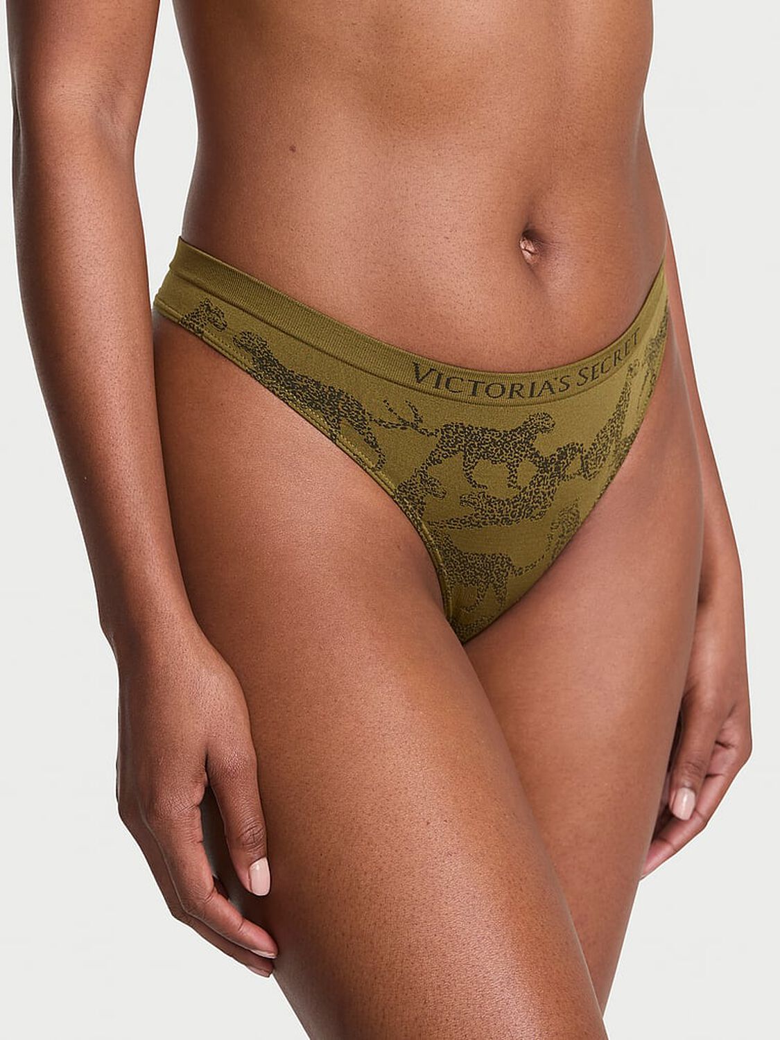 vs Seamless Seamless Thong Panty Green Chameleon Leopards 1 of 3 