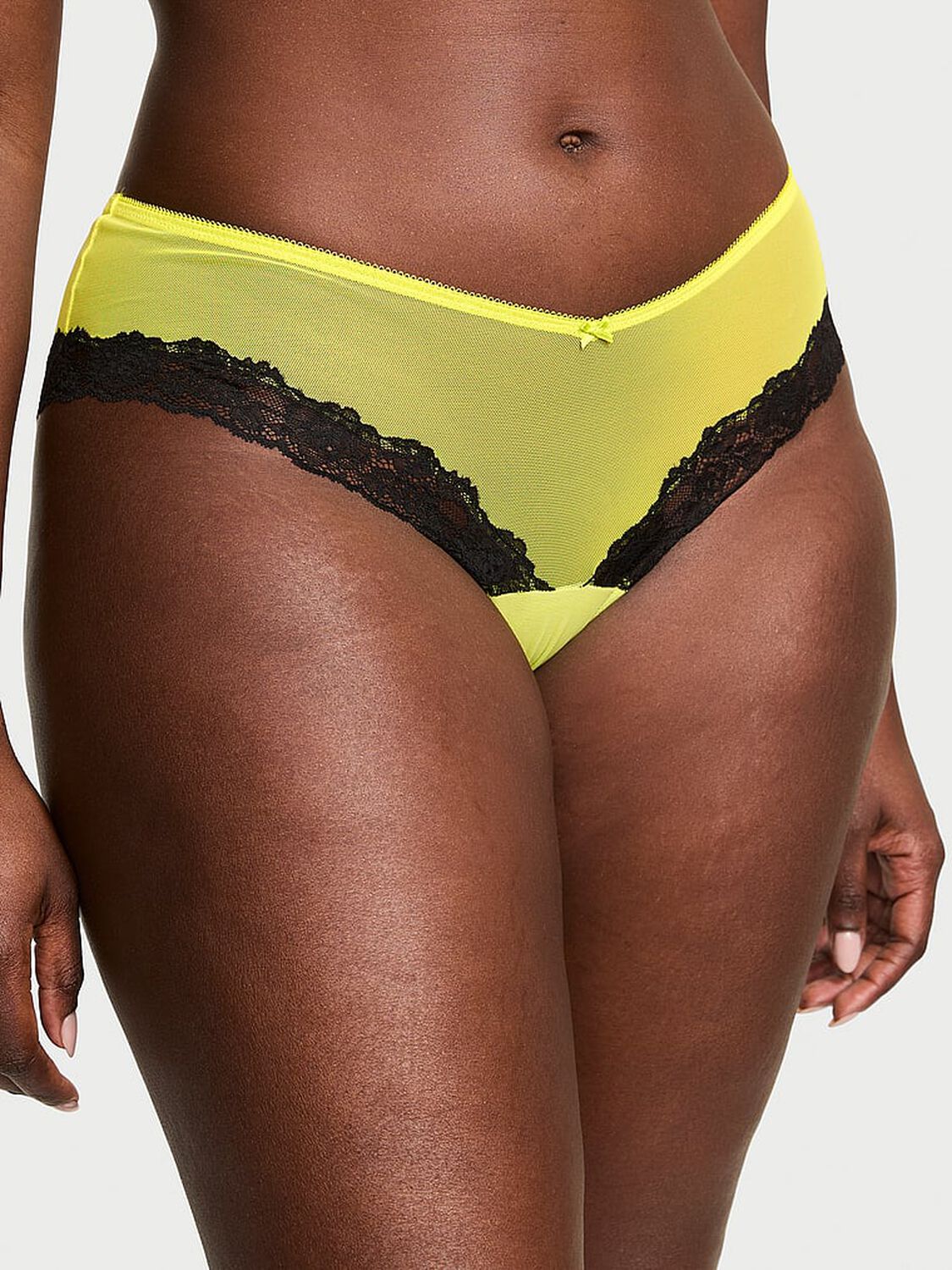 vs Very Sexy Mesh Lace-Trim High-Leg Cheeky Panty Limelight 1 of 3 