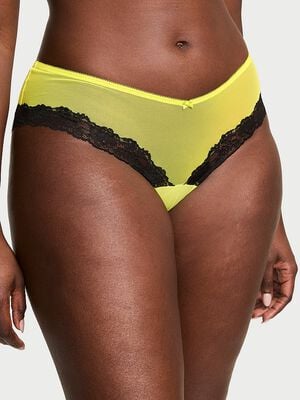 Mesh Lace-Trim High-Leg Cheeky Panty