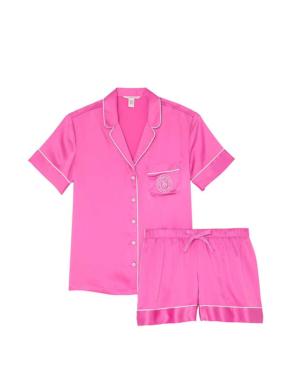 vs Victoria's Secret Glazed Satin Short Pajama Set New Peony 3 of 3 