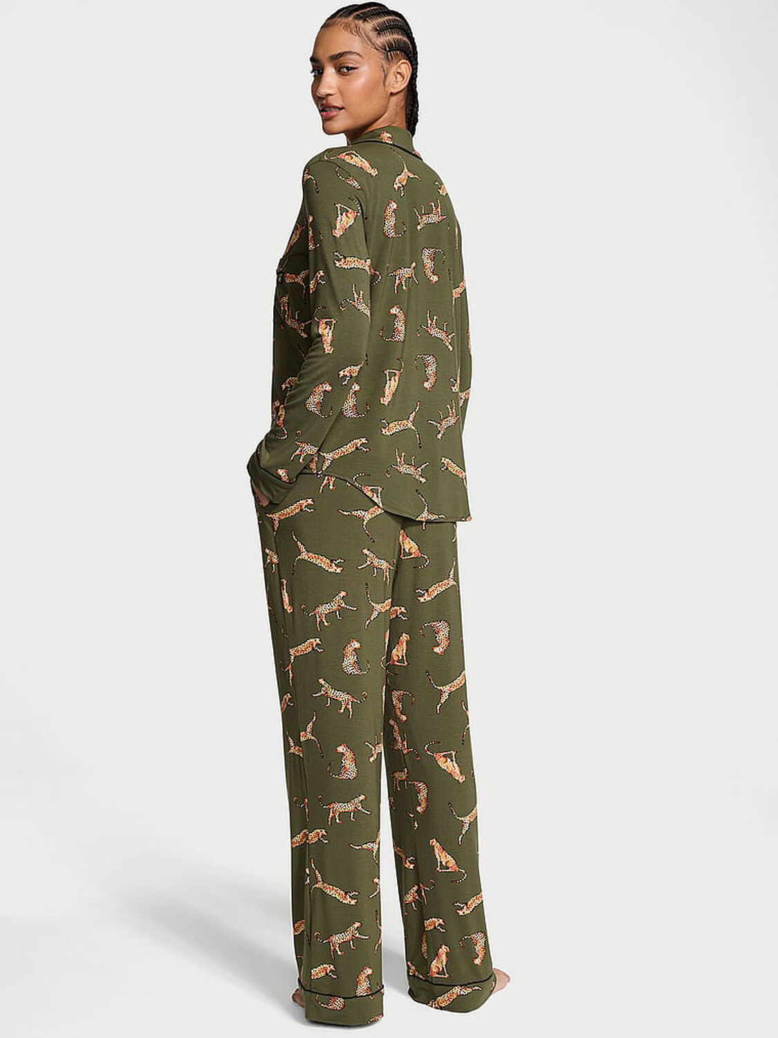 vs Victoria's Secret Modal Long Pajama Set Leopard 2 of 4 