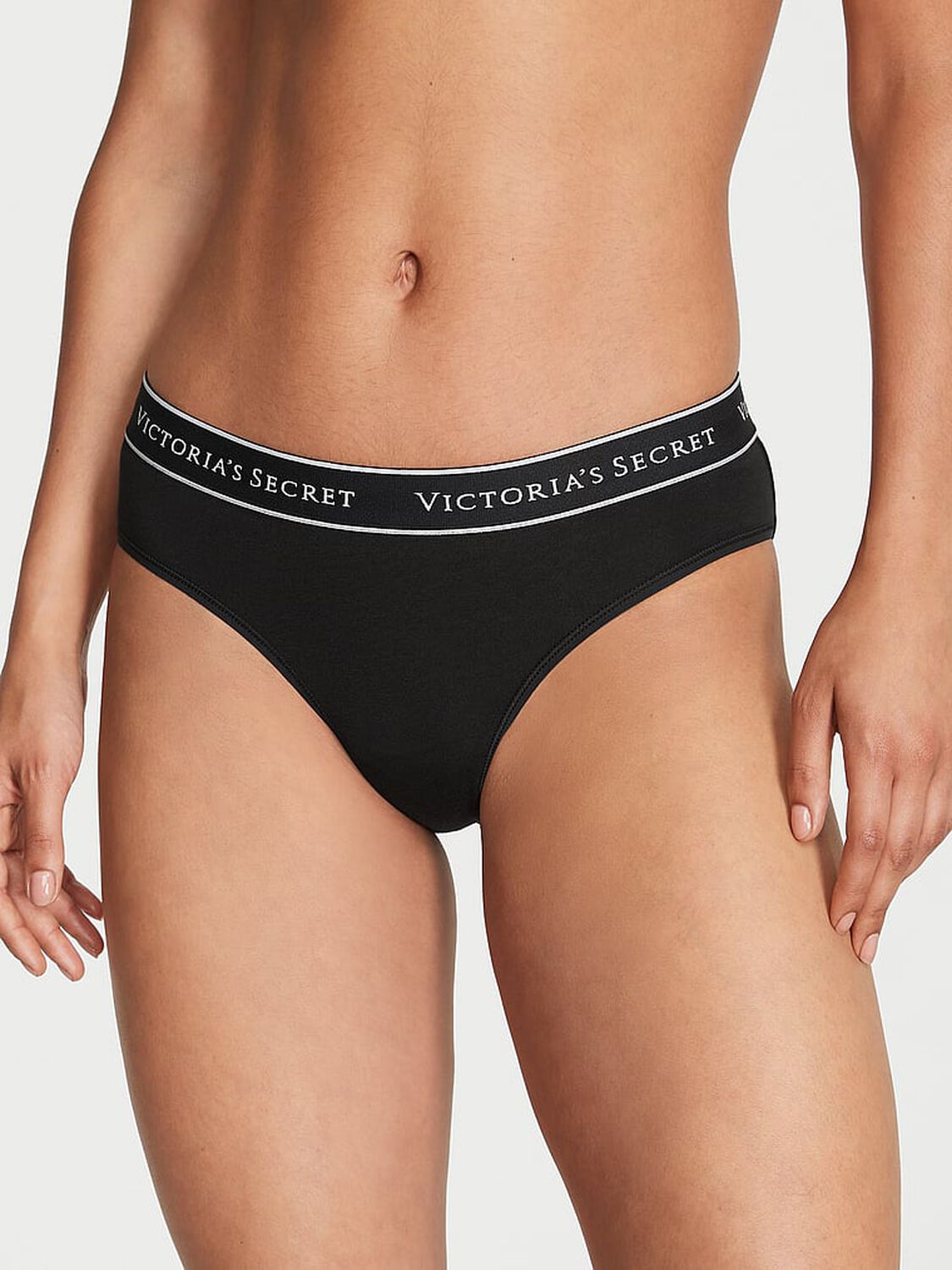 vs Cotton Logo Cotton Hiphugger Panty Black 1 of 3 